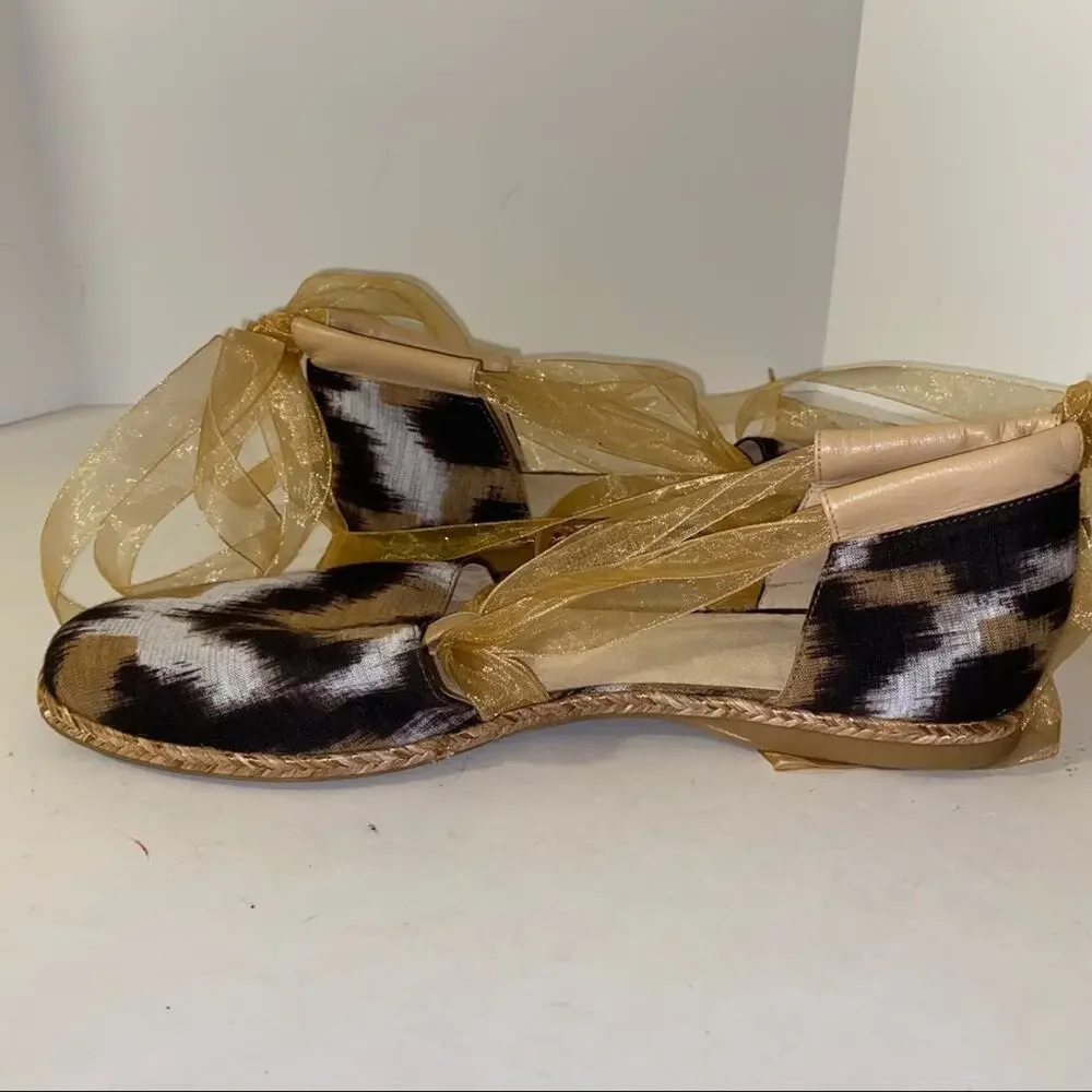 STUART WEITZMAN ribbon lace up espadrille ballet flats 7.5